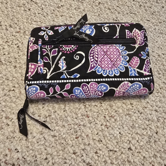 Vera Bradley Black and Purple Floral Wallet - Picture 3 of 5